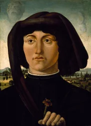 Portrait of a Young Man with a Pink